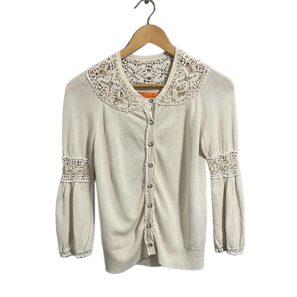 Y2K Cynthia Cynthia Steffe Linen Blend Embellished Cardigan